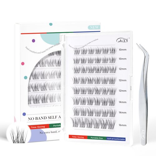GAQQI Self Adhesive Eyelashes Clusters, No Glue Lash Clusters 10-16mm Wispy & Natural Cluster Lashes, No Band Press On Lashes, More Comfortable & Stronger Hold (Lace）