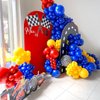 HKYOOD 160Pcs Race Car Balloon Garland Arch Kit - Car Wheels Checkered Balloons 18 12 10 5 Inch Different Size Balloons for Racing Car Two Fast 2nd Monster Theme Birthday Party Decorations Supplies