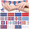 XEAOHESY 224 Pieces 16 Sheets 4th of July Nail Polish Strips for Women Independence Day Nail Wraps Self-Adhesive Red Blue Solid Color Nail Strips Nail Polish Stickers for Memorial Day