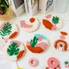 WATINC 22Pcs Craft Punch Needle Coaster Kit, Easy Art Work Decor Coasters Kits for Beginners, 6 Pattern Tufted Rug Pads with Adhesive Felt Yarns Embroidery Hoop Instruction, DIY Needle Punch Craft