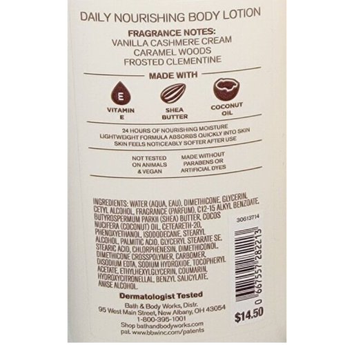 Bath and Body Works Snowflakes & Cashmere 24 hr Moisture Super Smooth Body Lotion with Shea Butter and Vitamin E 8 fl oz / 236 mL