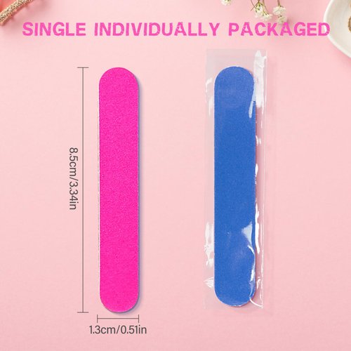 Nail Files Individually Wrapped 50 Pcs Disposable Double Sided Emery Boards for Home Salon Travel Size Mini Manicure Kit