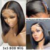 Tascal 5x5 Bob Wig Human Hair Straight Bob Lace Closure Wigs Human Hair Short Bob Human Hair Wigs for Black Women Transparent Glueless Wigs Human Hair Pre Plucked with Baby Hair (12 Inch)