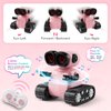 SGILE Remote Control Robot Toys with Music and Led Emojis Eyes, Auto-Demonstration, RC Rechargeable Emo Robots for Kids Age 3 4 5 6 7 Year Old Girls and Boys Gift Pink