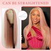 Lady Miranda 26 Inch 13×3 Ash Pink Synthetic Lace Front Wig HD Lace Front Wigs 180% Density Synthetic Lace Front Wigs Pre Plucked Natural Lace Front Wigs Synthetic Hair For Women (26 Inch, Ash Pink)