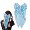 1pc Light Blue Jumbo Bow Clip with Tails Hair Bow Clip For Girls Silky Satin Hair Barrettes Metal Clip,French Barrette Long Tail Bowknot Hairpin Hair Pins,Clips and Barrettes