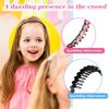 Syhood 8 Pieces Rhinestone Teeth Comb Headbands, Non-Slip Hair Band Hair Accessories for Women Girl, 2 Styles - Flower, Wave, Headband, Multicolor, Plastic