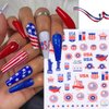 6 Sheets 4th of July Nail Art Stickers American Flag Independence Day Nail Stickers Star National Flag Nail Decals Red Blue 3D Self Adhesive Designs for Women and Girls Decorations