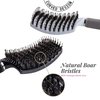Performore Vented Boar Bristle Styling Hairstreaq Detangling Brush, Single White Brush Anti-Static Detangler, Wet or Dry Use, Fast Blow Drying, Use on Long or Short Hair. (2 Pack, White & Black)