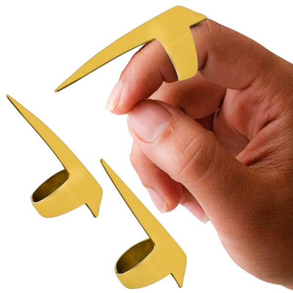 My Hair Tools 2PCS Pro Hair Parting & Sectioning Rings - Stainless Steel Finger Quick Braiding Pick Tool for Precise Styling & Installation of Human Hair Extensions Hair Separating Tool (Gold Set)