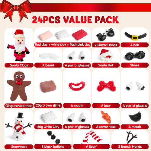 JOYIN Christmas Build Your Snowman, Santa Claus and Gingerbread Man Craft Kit, 3 Packs Christmas Craft Kit for Arts and Craft Activities, Xmas DIY Gift, Stocking Stuffers for Kids Party Favor