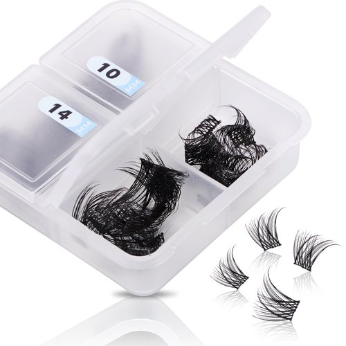 AuReve Lash Extension Clusters,Eyelash Clusters,Lash Clusters DIY Eyelash Extensions,Lash Clusters D Curl For Home Use,96 PCS 0.07D Soft Natural Lightweight 10/12/14/16mm Mix G06