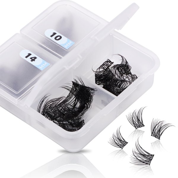 AuReve Lash Extension Clusters,Eyelash Clusters,Lash Clusters DIY Eyelash Extensions,Lash Clusters D Curl For Home Use,96 PCS 0.07D Soft Natural Lightweight 10/12/14/16mm Mix G06