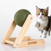 ZYUTONG Giant Catnip Ball with Wood Stand — Interactive Catnip Roller Ball Catnip Relaxation Ball Activity Cat Toy Ball with Bell Inside, Licking, Spinning, Enrichment, Relaxation Catnip Ball Toy