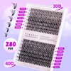 Yinaber Lash Extension Kit DIY 280pcs Lash Clusters Eyelash Extension Kit, 9-16mm Mix 30D 40D Curl Individual Lashes Kit with Lash Bond and Seal Lash Tweezers for Self(30D&40D-0.07D-9-16Mix KIT)