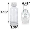 JUVITUS 1 oz / 30 ml Clear Glass Boston Round Bottle with Silver Metal Screw On Cap (12 Pack) + Funnel