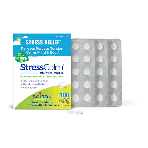 Boiron StressCalm Tabs - 100 Count for Relief of Stress, Anxiousness, Nervousness, Irritability, and Fatigue - Convenient Stress Calm Meltaway Tablets