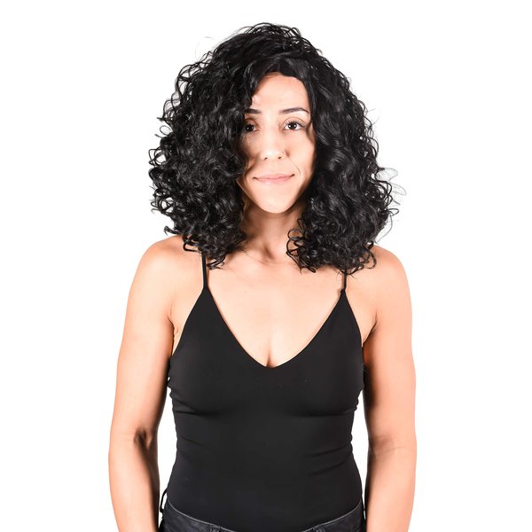 Brazilian Curly Wigs for African American Black Women,Afro Kinky Lace Front Wig Heat Resistance Synthetic Fiber 16" Black