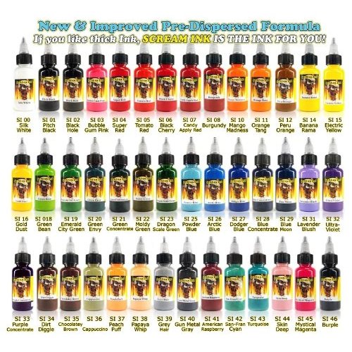 Scream Tattoo Ink 43-pack Set 1/2-oz Bottles -Tattoo Supplies-
