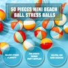 Hungdao 50 Pcs Beach Stress Balls 2.5 Inch Mini Beach Ball Stress Ball Relief Stress Ball Swimming Pool Game Toy Foam Sports Ball with Storage Bag for School Carnival Reward Birthday Party (Rainbow)