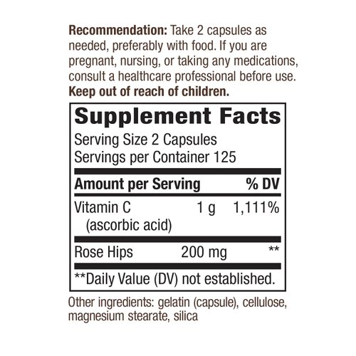 Nature’s Way Vitamin C with Rose Hips Immune Health* 1000 mg Vitamin C per Serving 250 Capsules