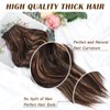 Dorsanee Clip in Hair Extensions, Dark Brown with Chocolate Brown Highlight Hair Extensions, 20 Inch 4pcs Long Wavy Synthetic Hair Extensions Double Weft Hairpieces for Women