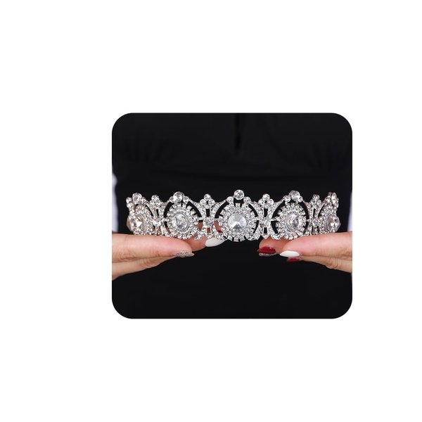 JWICOS Silver Wedding Tiara for Women and Girls Princess Crowns and Tiaras for Bride Rhinestone Birthday Crown Headpiece for Costume Party Prom Hair Accessories