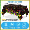 VitalCozy 3 Pcs Neon Tablecloths Glow in The Dark Tablecloths Black Plastic Covers 54 x 108 Inch Disposable Table Cloths for Glow Party Neon Birthday Party Decorations Black Light Party Supplies