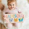 Zuzu Puzzle Personalize Name Puzzle for Toddlers with Animals, Baby Gift for Girls and Boys 0 1 2 3 Year Old, Personalized Puzzle for Kids, 1 Year Old Girl and Boy Kid Gifts, Customized Baby Gift, Montessori Educational Name Toy, Wood Puzzle 1-3