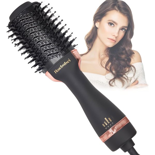Hair Dryer Brush,Hot Air Brush, Blow Dryer bruch,One Step Hair Dryer and Volumizer with Salon Negative Ionic for Straightening, Professional Brush Hair Dryers for Men and Women (Black