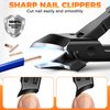 Nail Clippers for Men Thick Nails, Sharp Slanted Curved Toenail Clippers for Seniors Ingrown Nails with Safety Lock Finger Nail Clippers Long Handle Nail Cutter for Women Adult