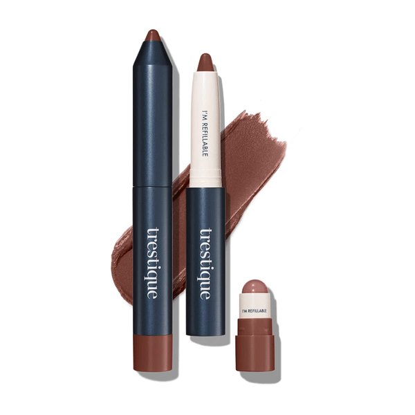 TRE'STIQUE treStiQue Matte Lip Crayon, Matte Lipstick With Built-in Lip Gloss Balm, 2-in-1 Lip Liner Set With Lip Crayon and Lip Balm, Lipstick and Lip Gloss Balm Lip Kit (Sierra Sable Refillable)