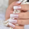 Elevenail Medium Long Press on Nails Square Pink White Gradient False Nails Full Cover Fake Nails Faux Ongles Daily DIY Manicure Christmas Nail Art Tips