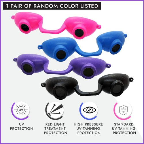 Super Sunnies Evo Flex Flexible UV Eye Protection, FDA Compliant Individual Tanning Bed Goggles, Random Color, 1 Count