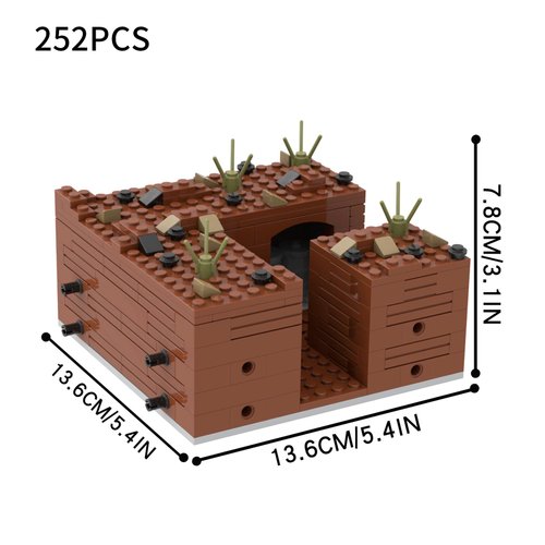 MOOXI WW2 Weapons Depot Military Building Block Set(252PCS).Build Different Combat Military Buildings.