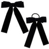 LINAYOHA 2Pcs Velvet Hair Bow Clip for Women Girls Black Hair Elastics Ties Scrunchie Bowknot Hair pin Bands Rope with Long Tail Ponytail Holder Clip Barrette Accessories for Christmas Birthday Gifts