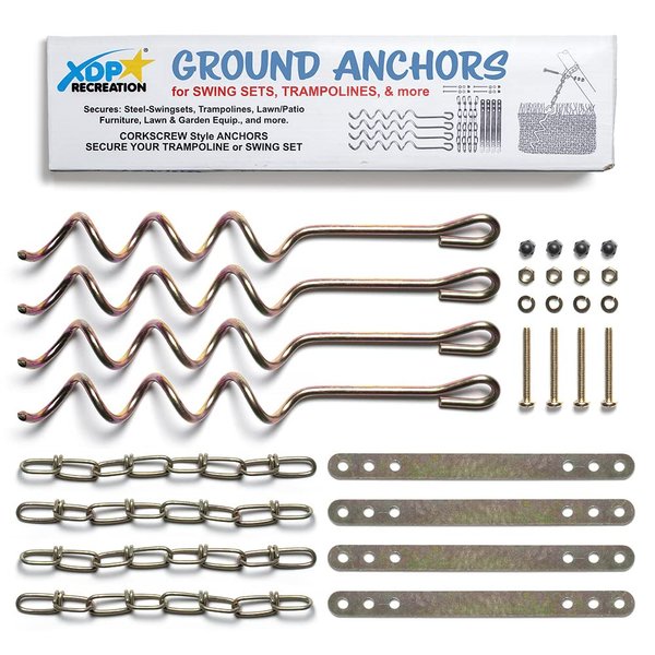 XDP Recreation 70113 Swing Set, Trampoline, & Patio Furniture Metal Ground Anchor Kit Hardware,Bronze