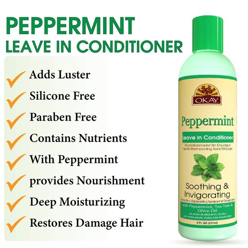 OKAY Peppermint Soothing & Invigorating Leave-in Conditioner, 8 Ounce