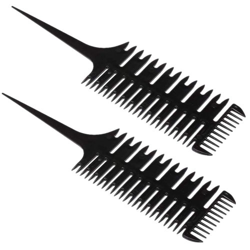 eHooyau Hair Dyeing Comb, 2 Pcs Professional Salon Hair Coloring Dyeing Kit 3-Way Sectioning Highlight Comb Professional Weave Weaving Comb Hair Dye Styling Tool for Salon Use