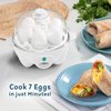 Elite Gourmet EGC-007 Rapid Egg Cooker, 7 Easy-To-Peel, Hard, Medium, Soft Boiled Eggs, Poacher, Omelet Maker, Auto Shut-Off, Alarm, 16-Recipe Booklet, White