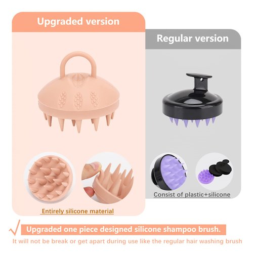 Solid Sillicone Scalp Brush Hair Shampoo Brush Scalp Scrubber Head Scalp Massager Exfoliating Hair Wash Brush Cleansing Dandruff Brush for Shower
