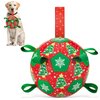 ShuRung Christmas Soccer Ball Dog Toy with Straps Dog Interactive Play Balls for Tug of War Christmas Tree & Snowflower Pattern Dog Soccer Ball for Small Medium Big Size Dog (8 inches)