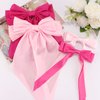 Atoden Pink Hair Bows 4Pcs Silky Satin Hair Ribbons Cute Coquette Bows Oversized Long Tail Bow Hair Barrettes Metal Clips Big Bowknot Hair Accessories for Women Teen Girl Gifts Trendy Stuff