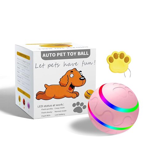 Interactive Rechargeable Dog Toy Ball with LED Lights – Waterproof Auto Pet Ball for Cats & Dogs, Ideal for Pet Enrichment (Yellow)