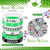 120 Pieces Sport Party Favors Set, Soccer Basketball Football Baseball Goodie Bag Fillers, Toy Whistle Silicone Bracelet Luminous Tattoo Sticker Keychain for Sports Party Supplies (Soccer Style)