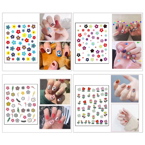 SOGAYU 16 Sheets Nail Stickers for Kids, Cute Self-Adhesive Nail Art Decals for Girls Women – 3D Designs DIY Manicure Accessories Include Fruits Flowers Leaves Rainbow Plants etc
