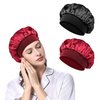 URAQT 2pcs Silk Bonnet for Sleeping Women, Silk Hair Wrap for Sleeping Night Head Cover Silk Bonnet for Long Hair Bonnet Satin Bonnet Breathable Sleeping Cap for Long Hair Curly Hair (Black&Red)
