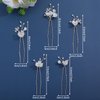 Soulshow 5 Pieces White Flower Bridal Wedding Hair Pins for Women Resilient No Deformation Polymer Clay Flower Hair Pins Pearl Rhinestones Wedding Hair Pieces for Brides