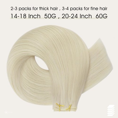 Full Shine Genius Weft Extensions Straight Human Hair 18 Inch 50G Blonde Human Hair Extensions Sew In Invisible Hair Extensions Real Human Hair Sew In Weft Hair Extensions Human Hair Hand Tied Hair