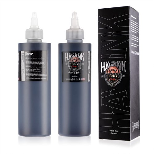 HAWINK Black Tattoo Ink 8oz (240ml) Vegan-Friendly USA Standard Pigment Tattoo Supplies Super Black TI203-240-002
